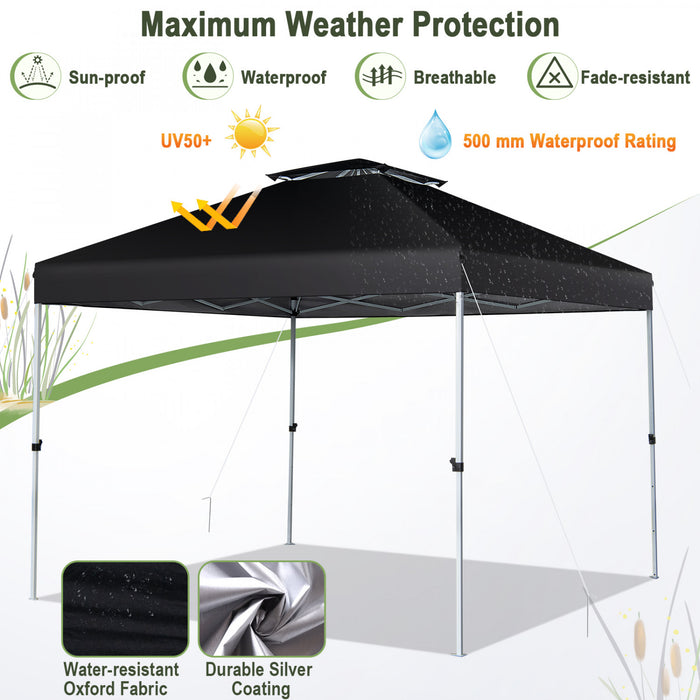 2-tier 10’ X 10’ Pop-up Canopy Tente Gazebo Instantane Sac De Transport Reglable Avec Roue
