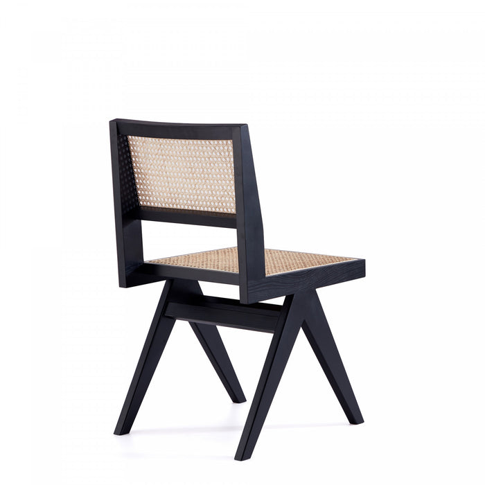Chaise de salle a manger en bois style industriel chic Hamlet en noir et naturel - Lot de 4