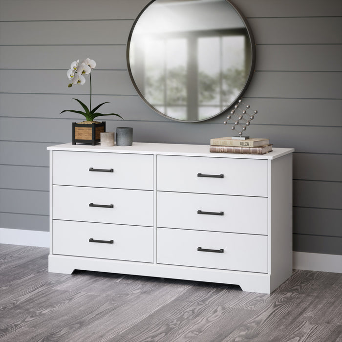 Commode champêtre Rustic Ridge de Prepac à 6 tiroirs - blanche