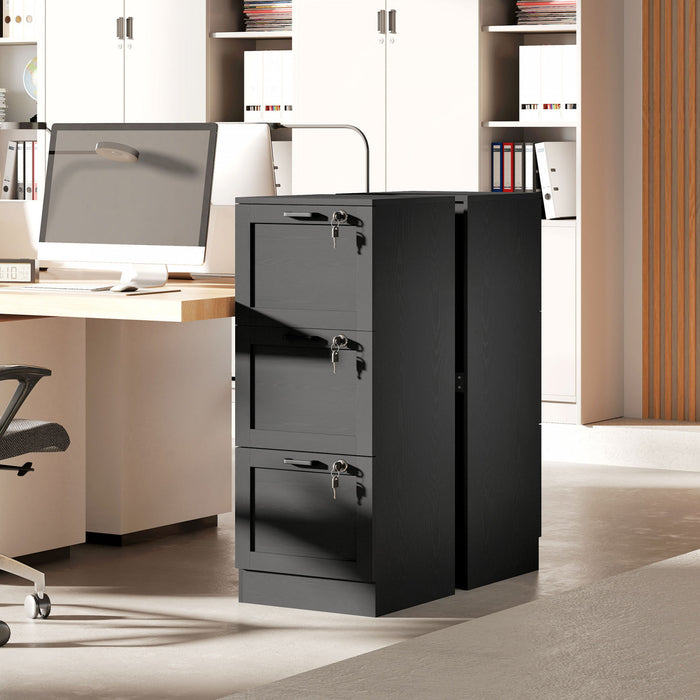 HOMCOM Classeur de bureau a 3 tiroirs, classeur vertical, noir