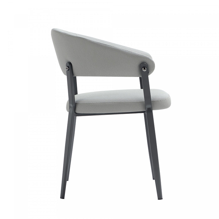 Chaise de salle a manger moderne en metal et tissu Belle, gris pierre