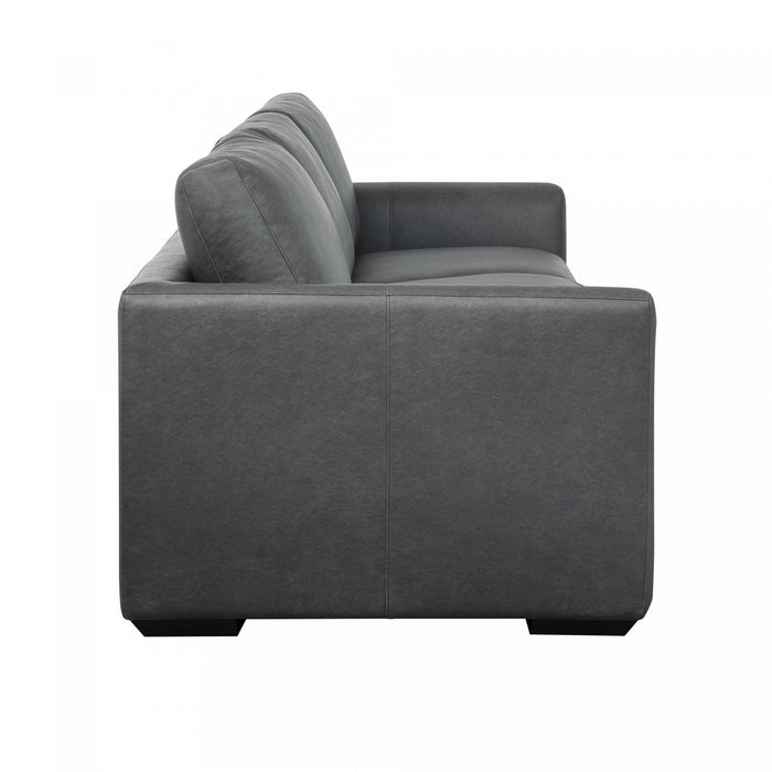 Canape contemporain Cleo 96\" en tissu, coloris etain