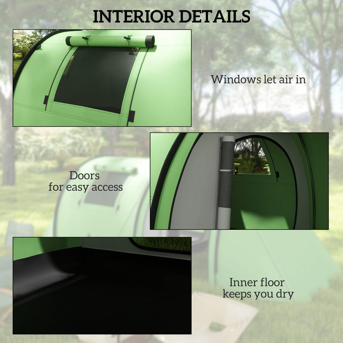 Outsunny Tente de camping 3-4 personnes avec 2 chambres, tente etanche