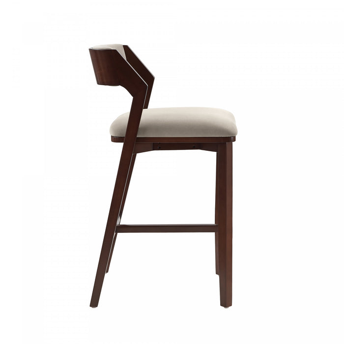 Tabouret de bar moderne en bois Patricia avec revetement en lin - Lot de 2