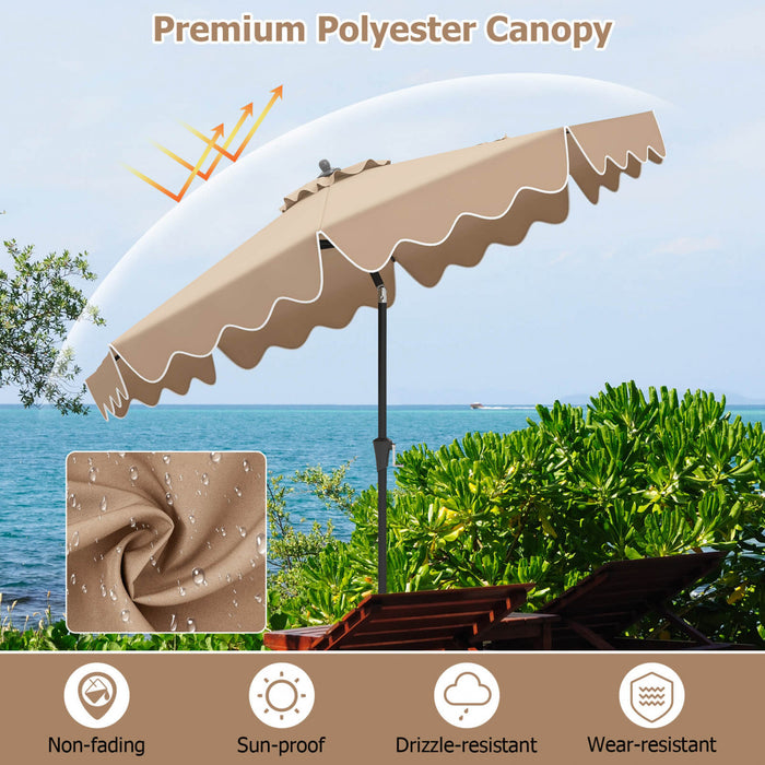 Costway Parasol de patio de 9 pieds a 2 niveaux, parasol de table de marche avec toile protectrice solaire marron