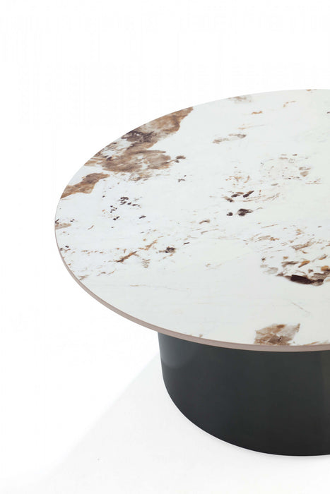 Ensemble moderne et glamour Alondra de 2 tables : table basse et table d’appoint, coloris noir