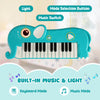 Costway 25-Key Kids Piano Keyboard Elephant Shape Toy Digital Piano with Built-in Music & Light Blue