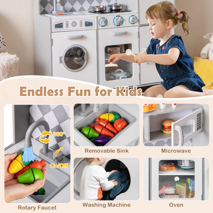 Costway Kids Kitchen Playset Avec Des Lumieres Et Des Sons Realistes