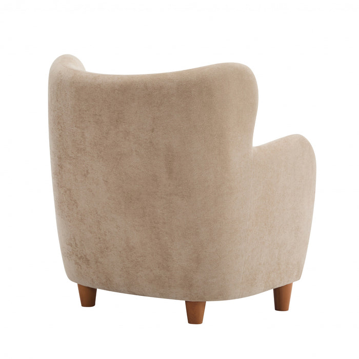 Sophia Fauteuil confortable rembourre avec dossier a oreilles, camel clair