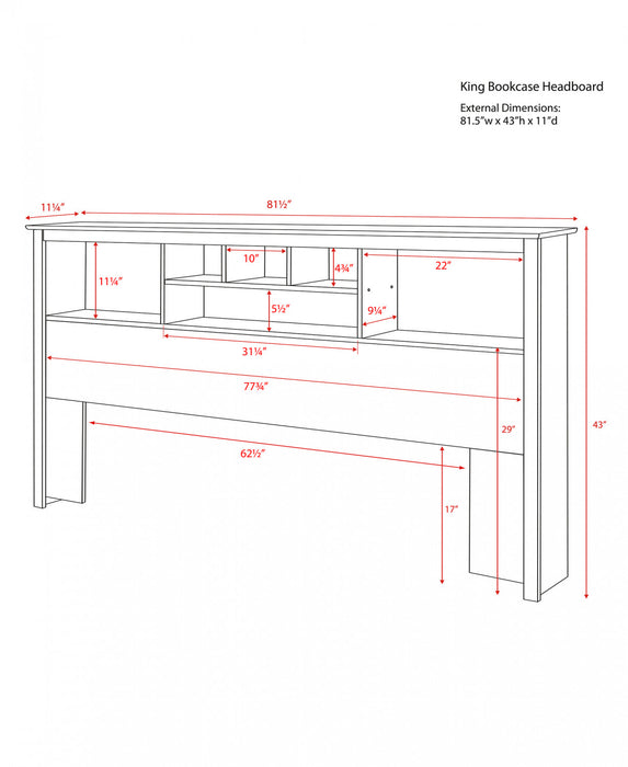 Tête de lit bibliothèque pour très grand lit - gris délavé