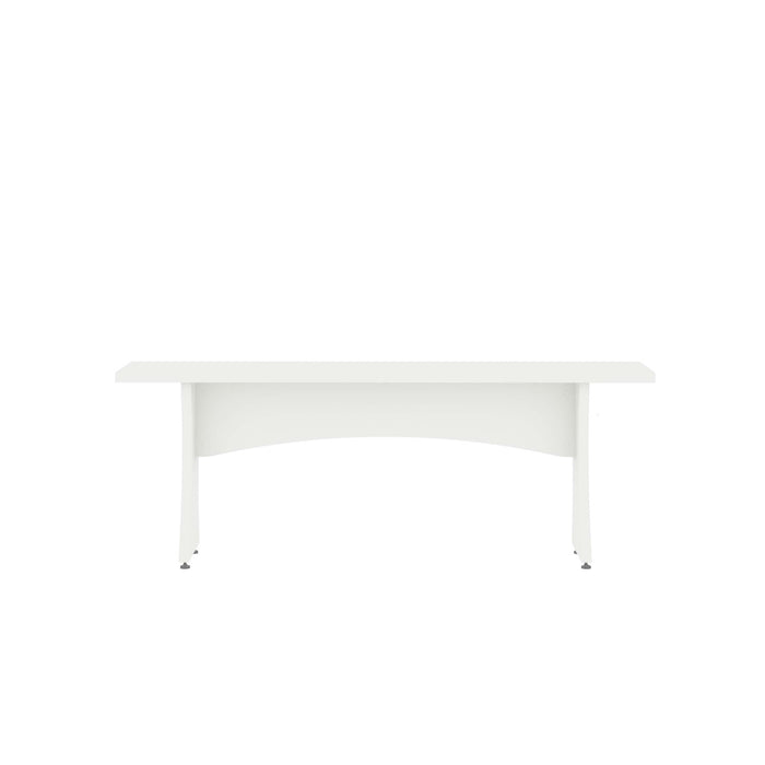 Banc de salle a manger Coney style milieu du siecle en blanc - Lot de 2