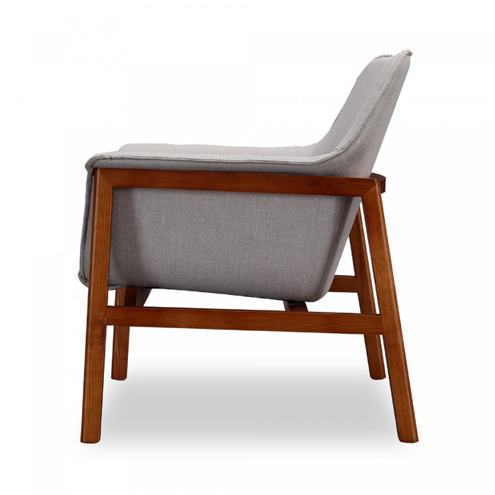 Fauteuil d’appoint Miller style milieu du siecle en tissu lin gris – Lot de 2