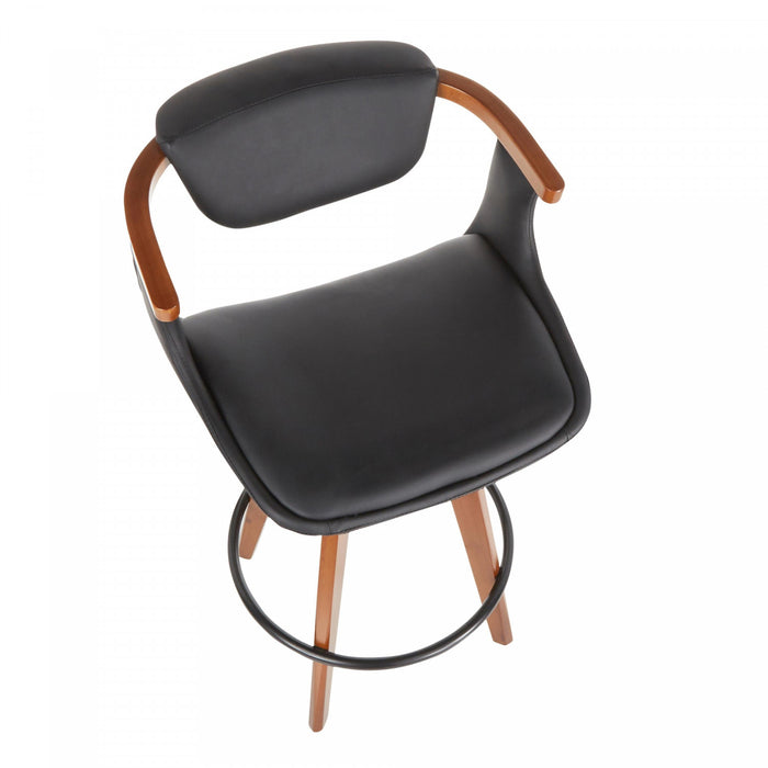 Tabouret moderne du milieu du 20e siècle Oracle de hauteur comptoir en similicuir - noyer et noir