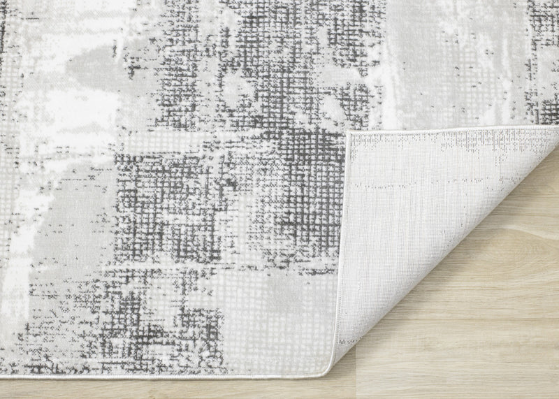 Carpette grise à motif abstrait lavable à la machine - 7 pi 10 po x 10 pi 6 po