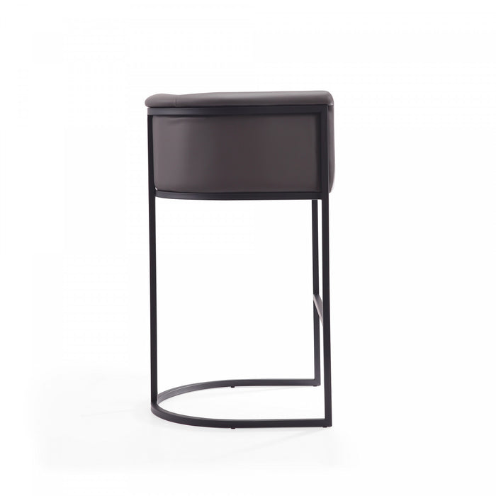 Tabouret de bar rembourre en metal style mid-century moderne Cosmopolitan en graphite - Lot de 2