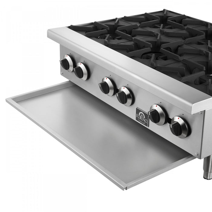 Plaque de cuisson a gaz Commerciale de 36 po avec 6 bruleurs, 156 000 BTU, acier inoxydable – FCMHP0079-36