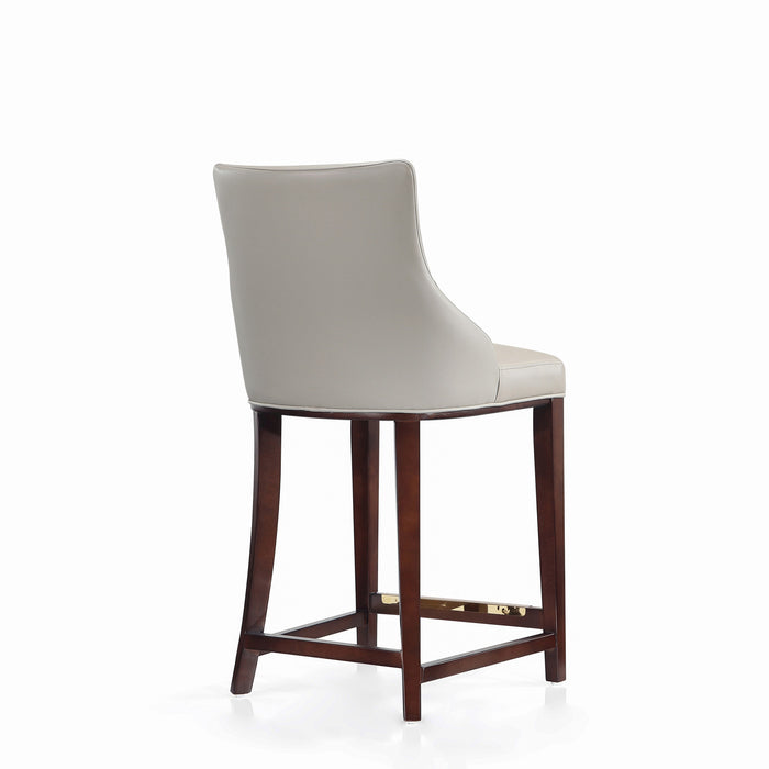 Tabouret de comptoir moderne en bois avec assise rembourree Shubert, gris clair - Lot de 3