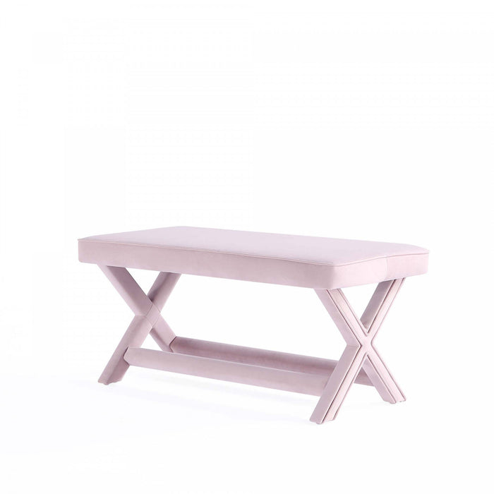Banc d’appoint Abigail style milieu du siecle moderne en velours rose