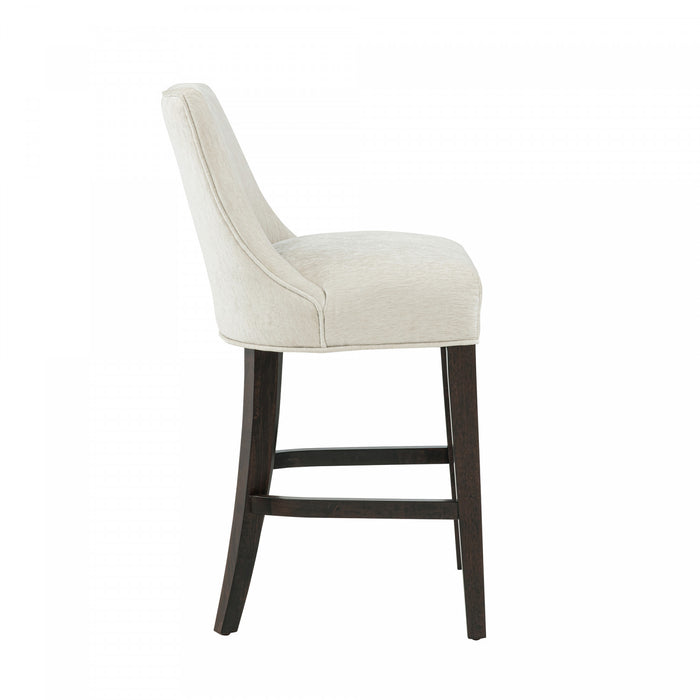 Tabouret de comptoir moderne en bois avec chenille Beever, creme - Lot de 2