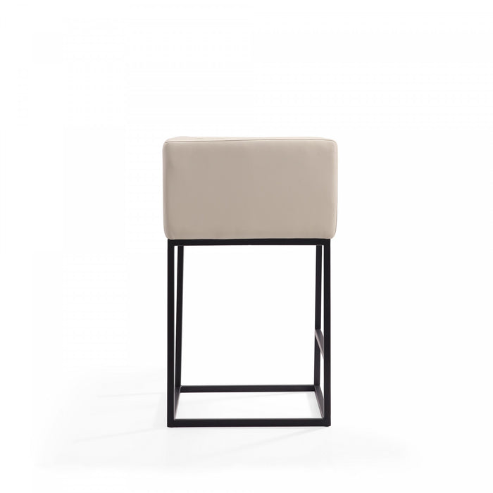 Tabouret de comptoir Embassy style milieu du siecle en metal et tissu creme - Lot de 3