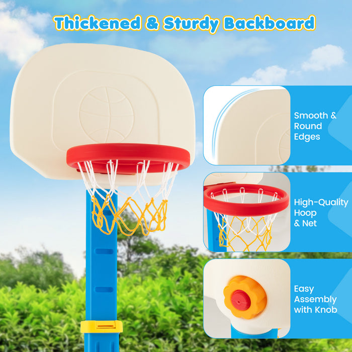 Portable Children Basketball Stand, Height Adjustable Basketball Hoop Youth, Water Or Sand Filled Base With Handle, Suitable For Indoor & Outdoor