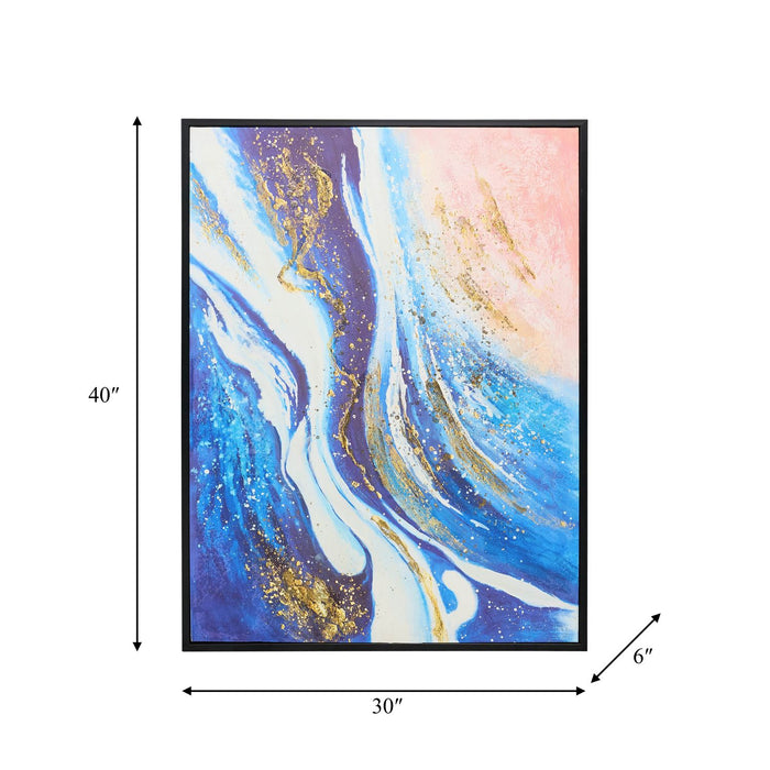 Toile décorative abstraite peinte à la main de 30 po x 40 po - multicolore