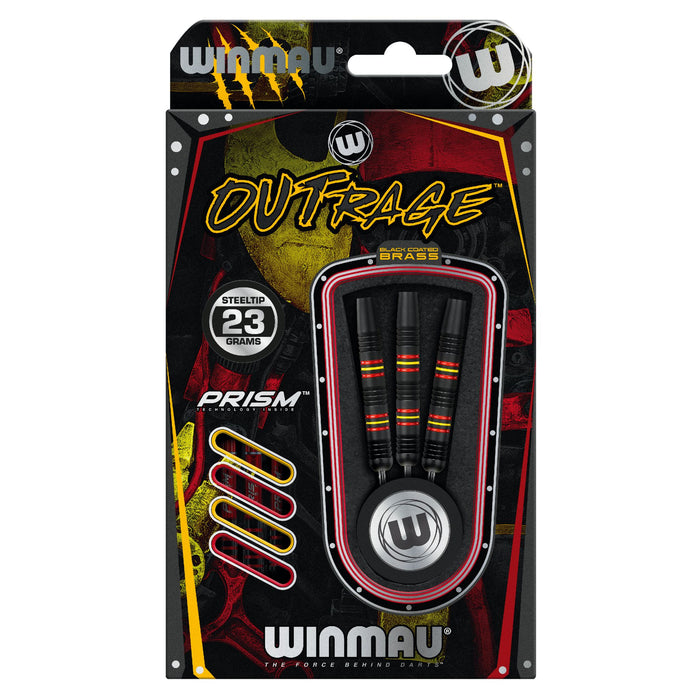 Fléchettes 23 grammes Outrage Winmau laiton noir