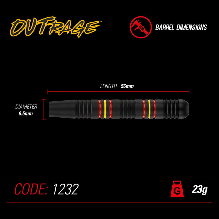 Fléchettes 23 grammes Outrage Winmau laiton noir