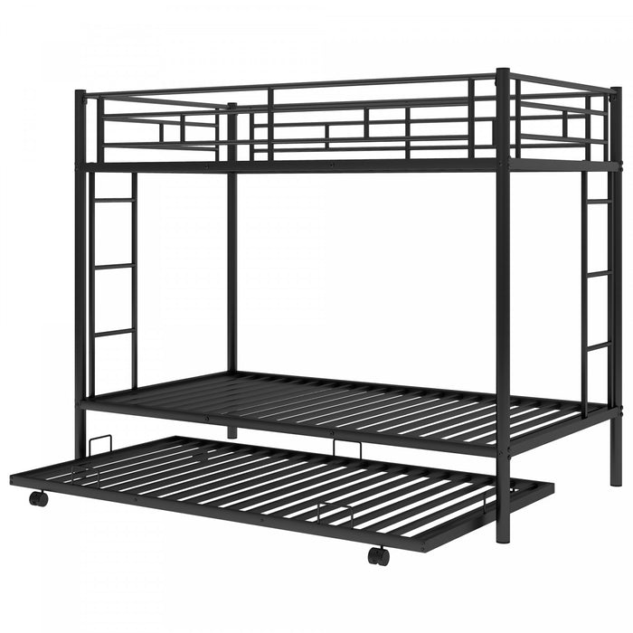 Tammy – Lit Superpose Simple En Metal Avec Lit Gigogne, Design Gain De Place – Noir