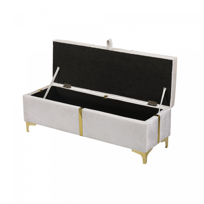 Ensemble De Chambre Nicole 2 Pieces Avec Lit Plateforme Tapisse Et Banc Coffre, Taille Queen, Beige