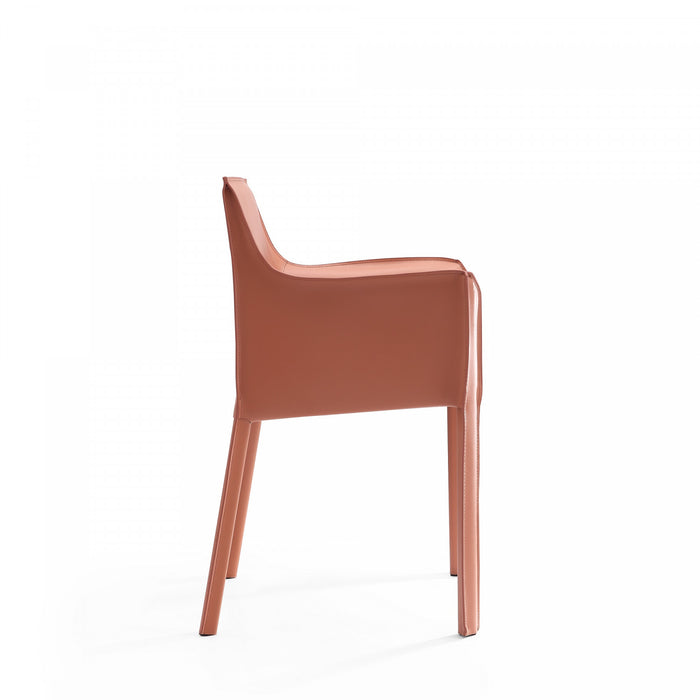 Chaise de salle a manger moderne en cuir vegetalien Vogue en argile - Lot de 2