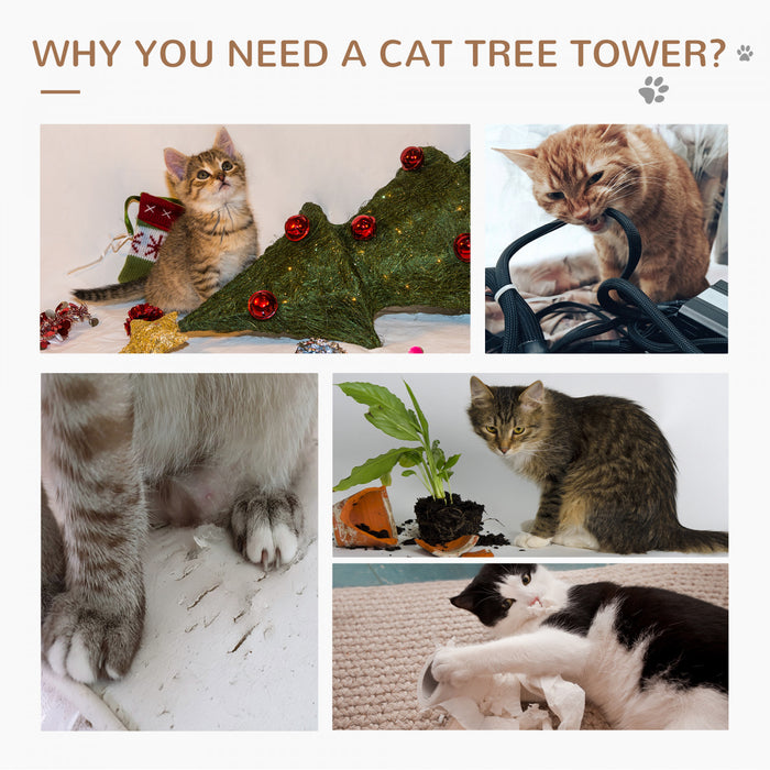 Pawhut 49'' Arbre A Chat Tour Chaton Griffoir Griffoir Grattoir Grimper Centre D'activites Maison De Jeu Meubles Pour Animaux De Compagnie Gris