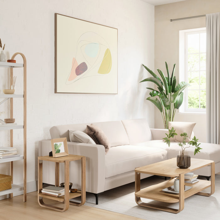 Table de bout et de fauteuil moderne Bellwood de Umbra en bois massif avec tablette - naturelle