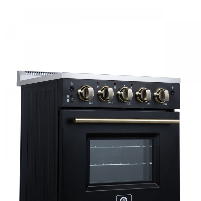 Cuisiniere electrique Loiano de 24 po en noir, 2,3 pi³ avec tiroir de rangement - FFSEL6099-24BLK