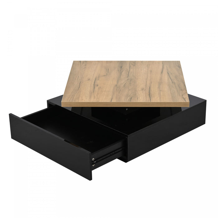 Liam table basse pivotante – table avec plateau rotatif a 360°, noir