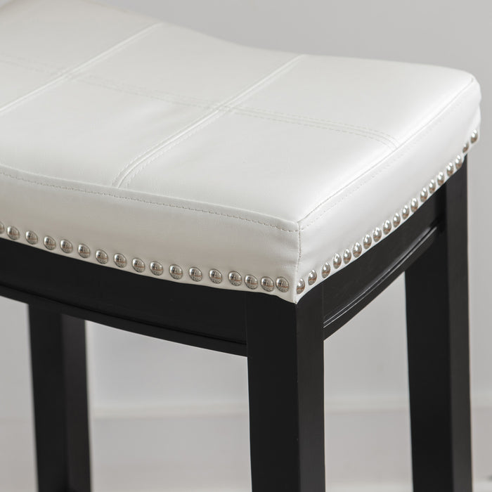 Tabouret Claridge de hauteur comptoir en similicuir et sans dossier - noir et blanc