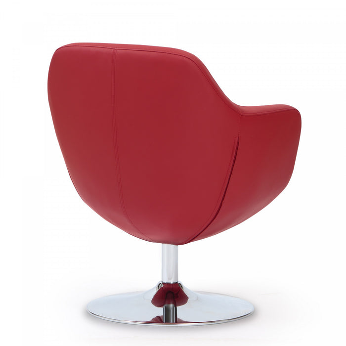 Fauteuil lounge pivotant moderne Caisson en tissu rouge - Lot de 2