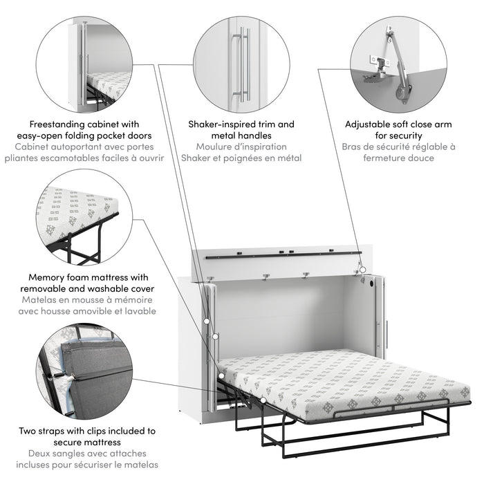 Armoire-grand lit Nebula de Bestar de 75 po (L) avec matelas - blanche