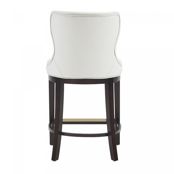 Tabouret de comptoir Blair moderne en bois et tissu blanc - Lot de 2