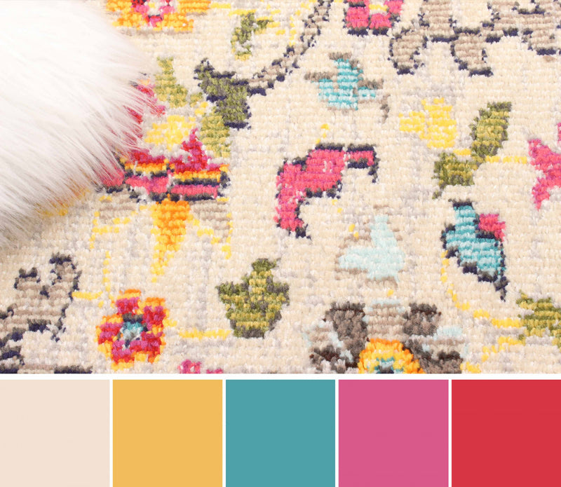 Tapis Traditionnel Rosa 5'0\" x 8'0\" en Ivoire