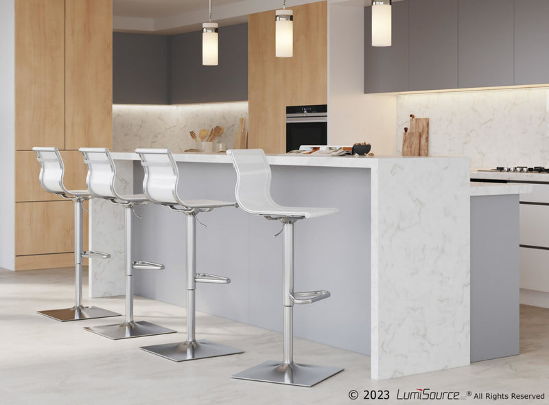 Tabouret bar pivotant réglable contemporain Mirage en tissu - blanc
