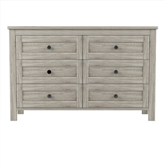 Madison Ensemble de chambre avec lit plateforme style ferme, rangement et station de recharge, taille Queen, gris