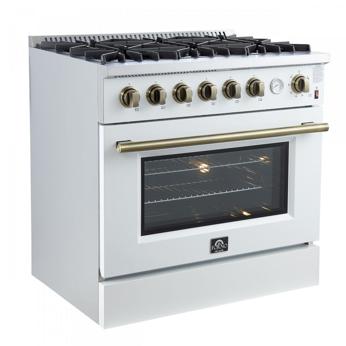 Cuisiniere a gaz Marco 36 pouces blanche, 4,32 pi³ – FFSGS6277-36WHT