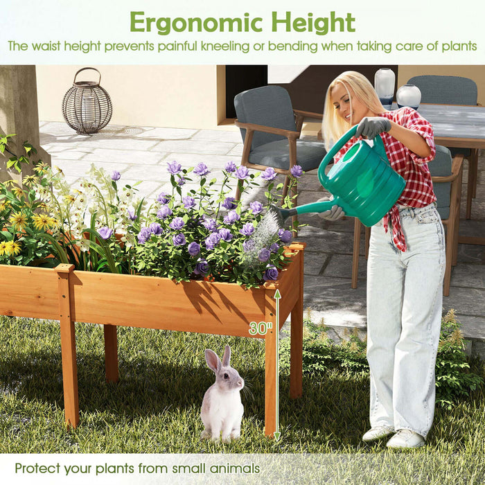 Costway Exterieur Souleve Lit De Jardin Avec Les Jambes 73x23x30in Bois Planter Boite Avec Panneau Diviseur Marron