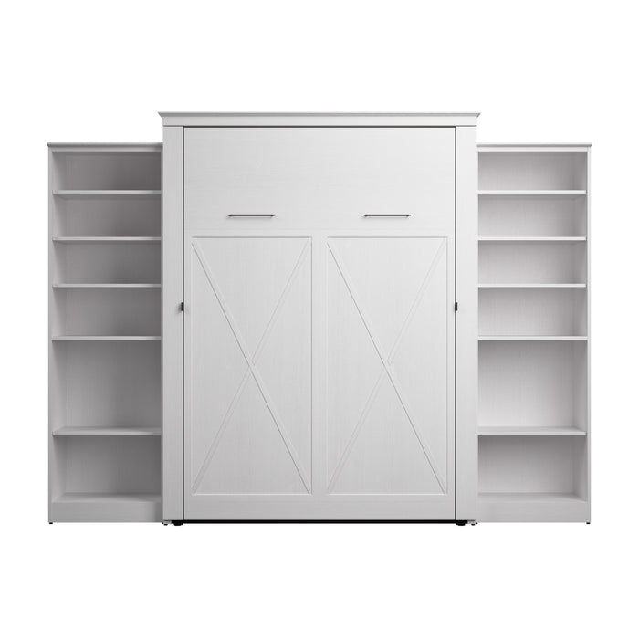 Grand lit escamotable Key West de Bestar de 119 po (L) avec organisateurs de garde-robe - blanc chêne solide