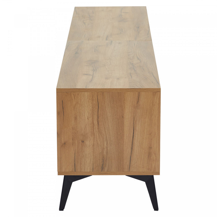 Mason meuble TV – meuble avec placards de rangement et etageres ouvertes, finition naturelle