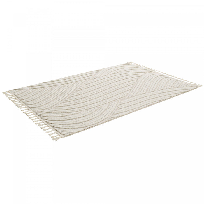 Carpette à poil long brossé Quinto à motif de vagues - 7 pi 7 po x 10 pi 