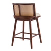 Talia Wooden Counter Height Bar Stool Set of 4 with Rattan Backrest,Walnut | Talia – Lot de 4 tabourets de bar de hauteur comptoir en bois avec dossier en rotin, finition noyer