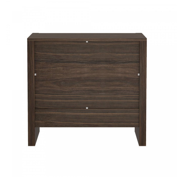 Table de nuit moderne Linda 24\" en noyer brun (2 tiroirs)