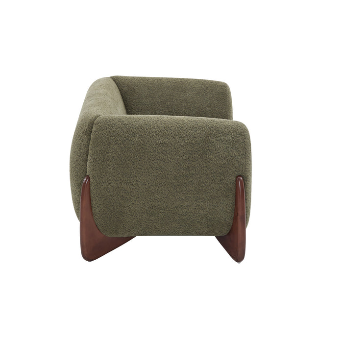 Lillian Canape deux places moderne en bois massif avec revetement en boucle, assise confortable, vert